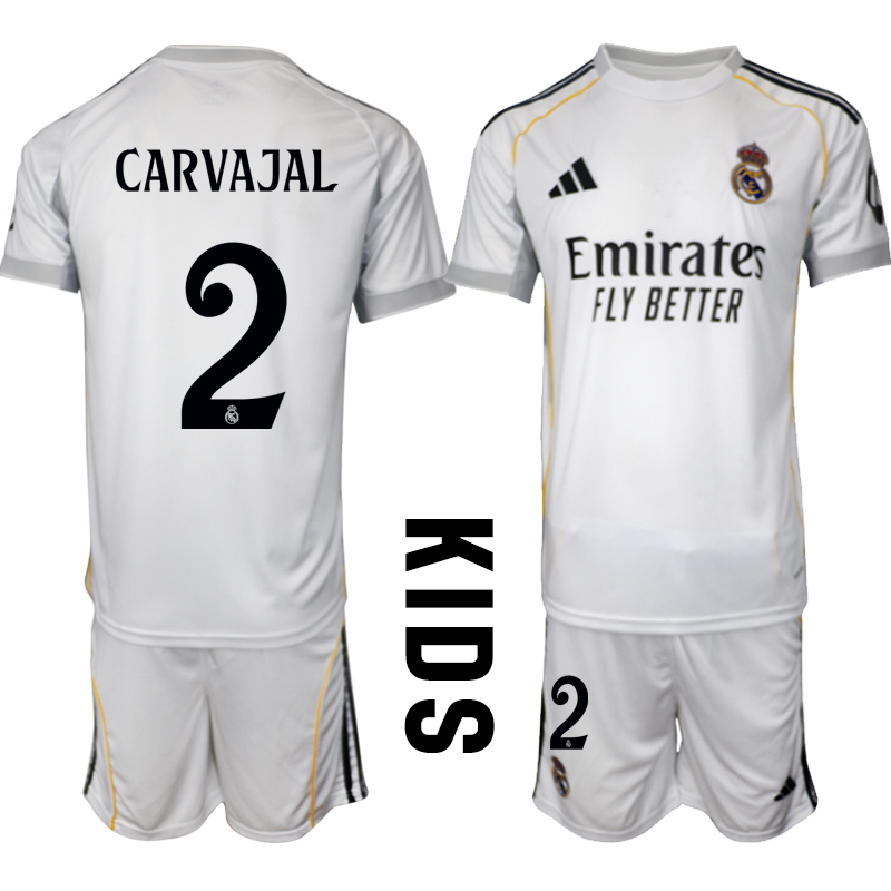 Youth 2025-2026 Club Real Madrid home White #2 Soccer Jersey->youth soccer jersey->Youth Jersey